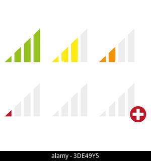 Professional mobile signal strength. Network connection Vector. Wireless internet indicator. Cellular status bar set group. EPS 10. Stock Vector