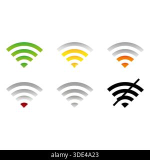 Professional wireless internet status. Network connection Vector. Mobile hotspot indicator. Colorful signal set group. EPS 10. Stock Vector