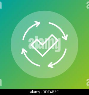 Sophisticated operational procedure. Validated transformation Vector. Successful rotation emblem. Beautiful vibrant gradient background. EPS 10. Stock Vector