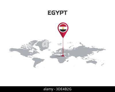 EGYPT Location Pin on World Map with Flag in Pin's Body Stock Vector