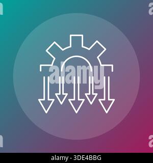 Sophisticated engineering procedure. Mechanical installation Vector. Four 4 directional arrows. Vibrant gradient background. EPS 10. Stock Vector