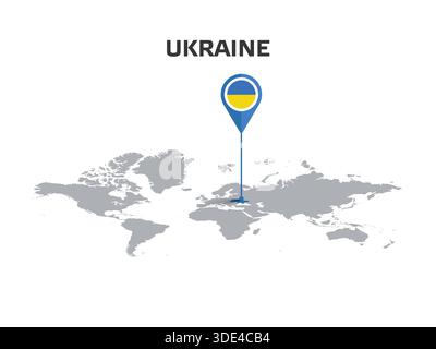 SWEDEN Location Pin on World Map with Flag in Pin's Body Stock Vector