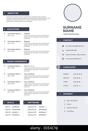Modern Vector CV Design Template with Clean Layout and Professional Style Stock Vector