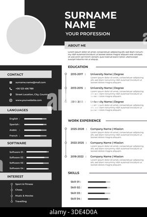 Modern Vector CV Design Template with Clean Layout and Professional Style Stock Vector