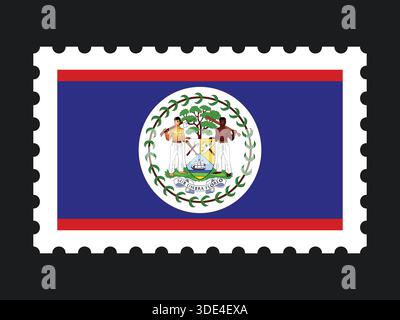 National Flag Postage Stamp Icon for BELIZE Mail, Patriotism, and National Identity Stock Vector