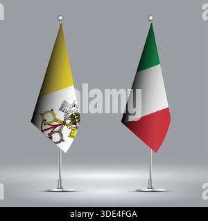 Two Standing Flags Representing Italy vs Vatican City with Flags on Bodies Stock Vector