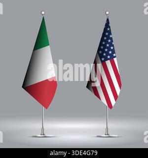 Two Standing Flags Representing USA vs Italy with Flags on Bodies Stock Vector