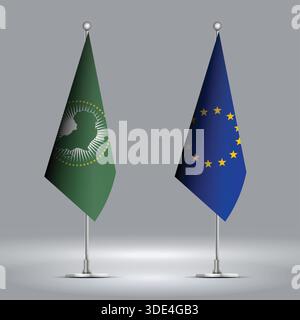 Two Standing Flags Representing EU vs AU with Flags on Bodies Stock Vector