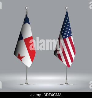 Two Standing Flags Representing Panama vs USA with Flags on Bodies Stock Vector
