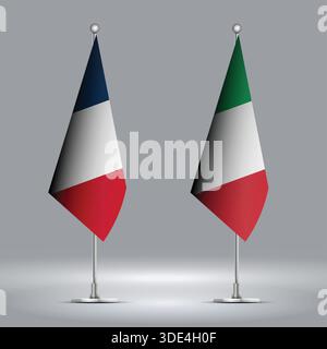 Two Standing Flags Representing France vs Italy with Flags on Bodies Stock Vector