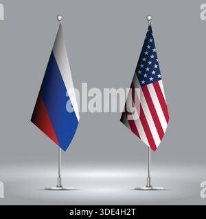 Two Standing Flags Representing USA vs Russia with Flags on Bodies Stock Vector