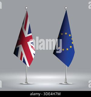 Two Standing Flags Representing EU vs UK with Flags on Bodies Stock Vector