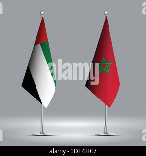 Two Standing Flags Representing Morocco vs UAE with Flags on Bodies Stock Vector