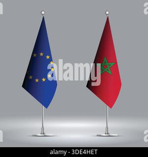 Two Standing Flags Representing Morocco vs EU with Flags on Bodies Stock Vector