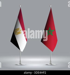 Two Standing Flags Representing Morocco vs Egypt with Flags on Bodies Stock Vector