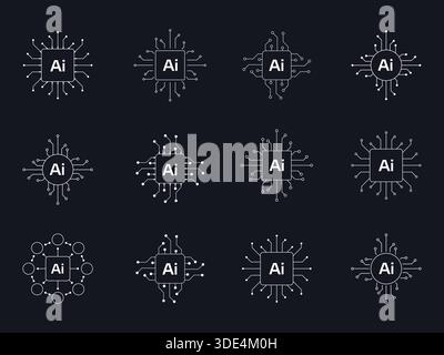 Futuristic Artificial Intelligence Design Concept with Digital Brain and Data Connections Stock Vector