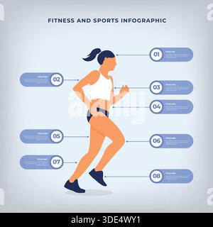 Dynamic Fitness and Sport Infographic Vector Featuring Workout Icons and Health Data Elements Stock Vector