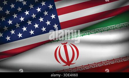 High Quality background with Two Flags of  USA and Iran Stock Vector