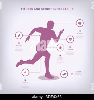 Dynamic Fitness and Sport Infographic Vector Featuring Workout Icons and Health Data Elements Stock Vector