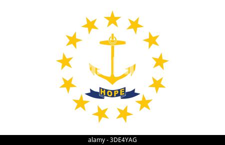 Flag of Rhode Island, Official State Flag of Rhode Island Vector Illustration Stock Vector