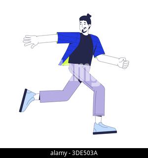 Young caucasian man running away in panic 2D cartoon character Stock Vector