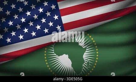 High Quality background with Two Flags of  USA and African Union Stock Vector