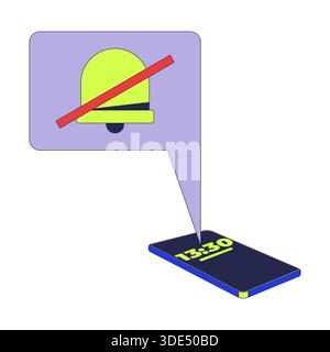 Muted phone notifications 2D cartoon object Stock Vector