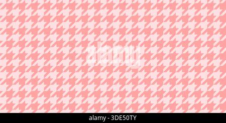 Cute pink vector houndstooth seamless pattern, tessellation dogstooth duotone diagonally striped check for textile and backgrounds Stock Vector