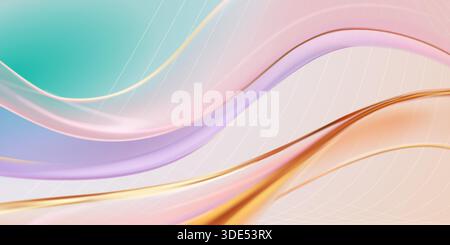 Pastel colored abstract background with wavy lines and grid pattern, soft and calming visual effect. Stock Vector
