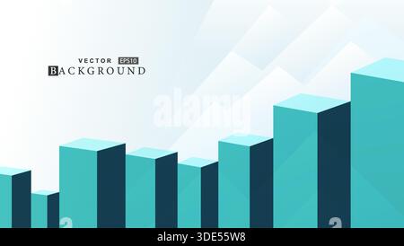 Abstract blue business background with growing bar chart, corporate finance and investment concept. Minimal corporate vector design suitable for Stock Vector