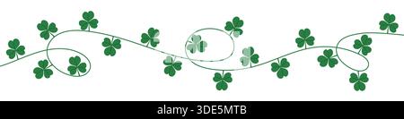 garland with clover leaves, St Patricks Day banner- vector illustration Stock Vector