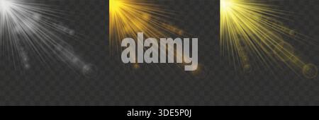 Sunlight or Flare Light Isolated on Transparent Background Stock Vector