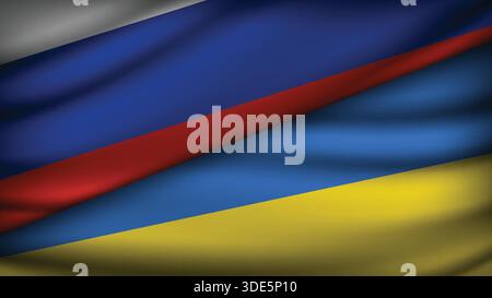 High Quality background with Two Flags of Russia and Ukraine Stock Vector
