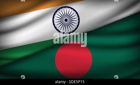 High Quality background with Two Flags of India and Bangladesh Stock Vector