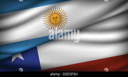 High Quality background with Two Flags of Chile and Argentina Stock Vector