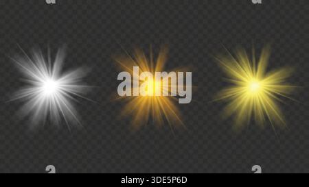 Sunlight or Flare Light Isolated on Transparent Background Stock Vector