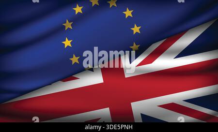 High Quality background with Two Flags of EU and UK Stock Vector