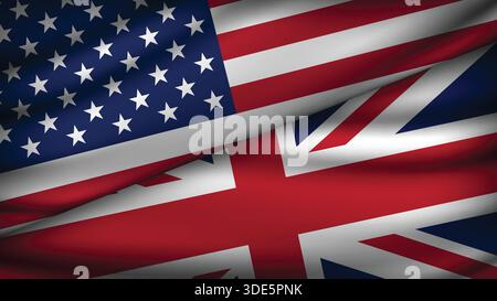 High Quality background with Two Flags of USA and UK Stock Vector