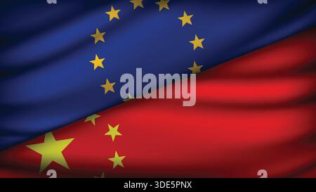 High Quality background with Two Flags of EU and CHINA Stock Vector