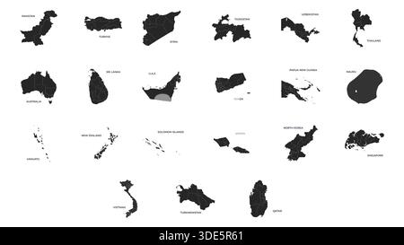 Vector illustration set with simplified maps of Variant Countries Stock Vector