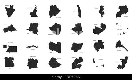 Vector illustration set with simplified maps of Variant Countries Stock Vector