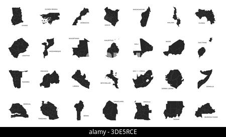 Vector illustration set with simplified maps of Variant Countries Stock Vector