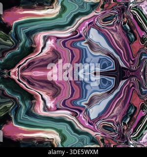 an abstract piece of fluid art, The design has a psychedelic,  energetic feel, dynamic, flowing lines and the innovative use of color as a primary mea Stock Photo