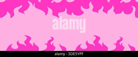 Y2k pink fire pattern with gothic hearts and tribal elements Stock Vector