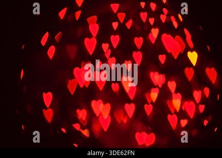 Romantic Heart-Shaped Bokeh: Red Love Lights for Valentine's Day Stock Photo