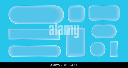 Blue glassmorphism user interface elements abstract set Stock Vector