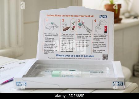 NHS home use bowel cancer screening test kit. Stock Photo