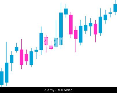 Candlestick chart thumbnail showing horizontal resistance and rising lows forming a triangular structure that builds pressure toward a breakout. Stock Vector