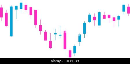 Candlestick chart thumbnail illustrating a W-shaped price movement with two lows at a similar level, representing a double bottom reversal. Stock Vector