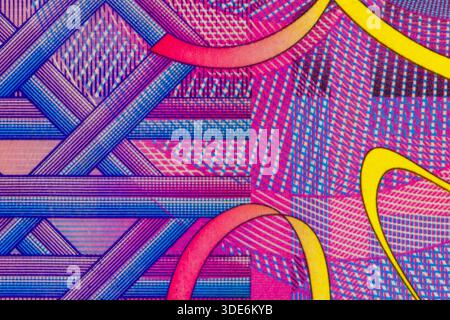 Abstract background showing intricate lines and colors from a banknote security printing detail Stock Photo